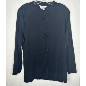 Exclusively Misook Top Womens XL Black Knit Long Sleeve Tunic Top Office Korea